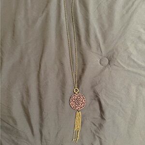 Gold and Maroon Pendant Necklace